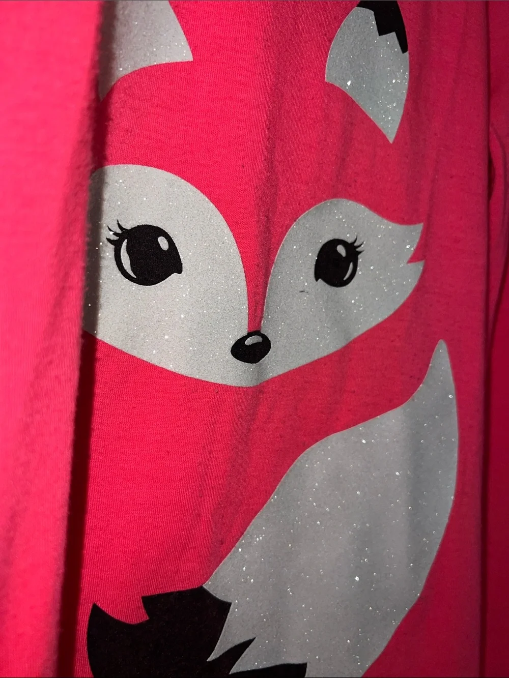 Justice Hot Pink Fox Graphic Long Sleeve Tee